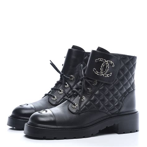 chanel lace up combat boots